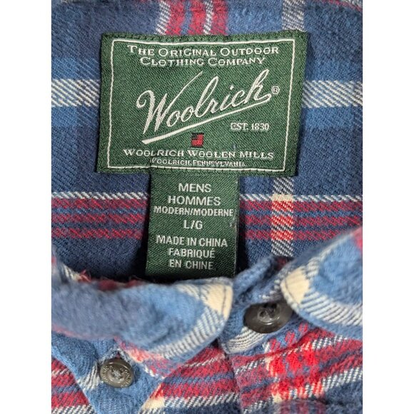 Woolrich Shirt Mens Large Blue Plaid Classic Fit Button Up Outdoor Campcore - Picture 3 of 9